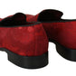 Elegant Red Silk-Blend Loafers