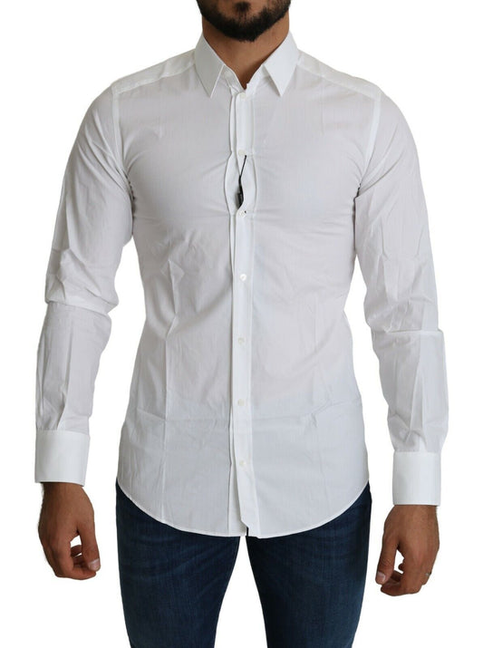 Elegant Slim Fit White Cotton Shirt