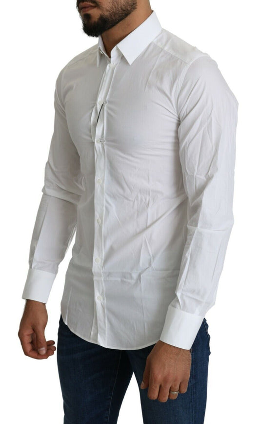 Elegant Slim Fit White Cotton Shirt