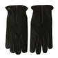 Elegant Deerskin Leather Gloves in Dark Brown