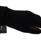 Elegant Black Cashmere & Leather Gloves