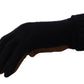 Elegant Black Cashmere & Leather Gloves