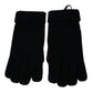 Elegant Black Cashmere & Leather Gloves