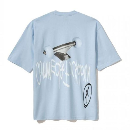 Light Blue Cotton Men T-Shirt