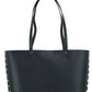 Manhattan Large Black Smooth Leather Studded Shoulder Tote Handbag