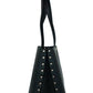 Manhattan Large Black Smooth Leather Studded Shoulder Tote Handbag