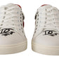 Elegant White Sneakers with Red Detailing