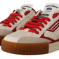 Stylish White and Red Low Top Sneakers