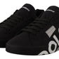 Elegant Black Casual Sneakers with White Logo Detail