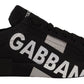 Elegant Black Casual Sneakers with White Logo Detail