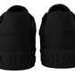 Elegant Black Casual Sneakers with White Logo Detail