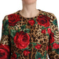 Elegant Leopard & Rose Print Shift Dress