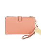 Jet Set Travel Signature Leather Large Double Zip Wristlet Wallet Sherbert