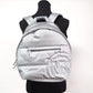 Rae Medium Silver Quilted Nylon Fabric Shoulder Backpack Book Bag