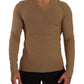 Classic V-Neck Wool Sweater in Brown