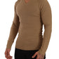 Classic V-Neck Wool Sweater in Brown