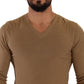 Classic V-Neck Wool Sweater in Brown