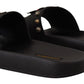 Elegant Black Leather Slide Sandals