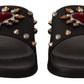 Elegant Black Leather Slide Sandals