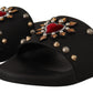 Elegant Black Leather Slide Sandals