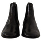 Elegant Derby Slip-On Leather Boots in Black