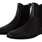 Elegant Derby Slip-On Leather Boots in Black