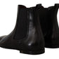 Elegant Derby Slip-On Leather Boots in Black