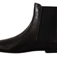 Elegant Derby Slip-On Leather Boots in Black