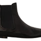 Elegant Derby Slip-On Leather Boots in Black