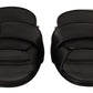 Elegant Black Leather Flat Sandals with Gold Detail