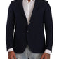 Slim Fit Notch Lapel Blazer in Dark Blue