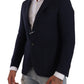Slim Fit Notch Lapel Blazer in Dark Blue