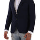 Slim Fit Notch Lapel Blazer in Dark Blue