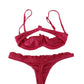 Chic Dark Pink Lace Cotton Lingerie Set