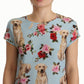 Floral Canine Elegance Silk Blouse