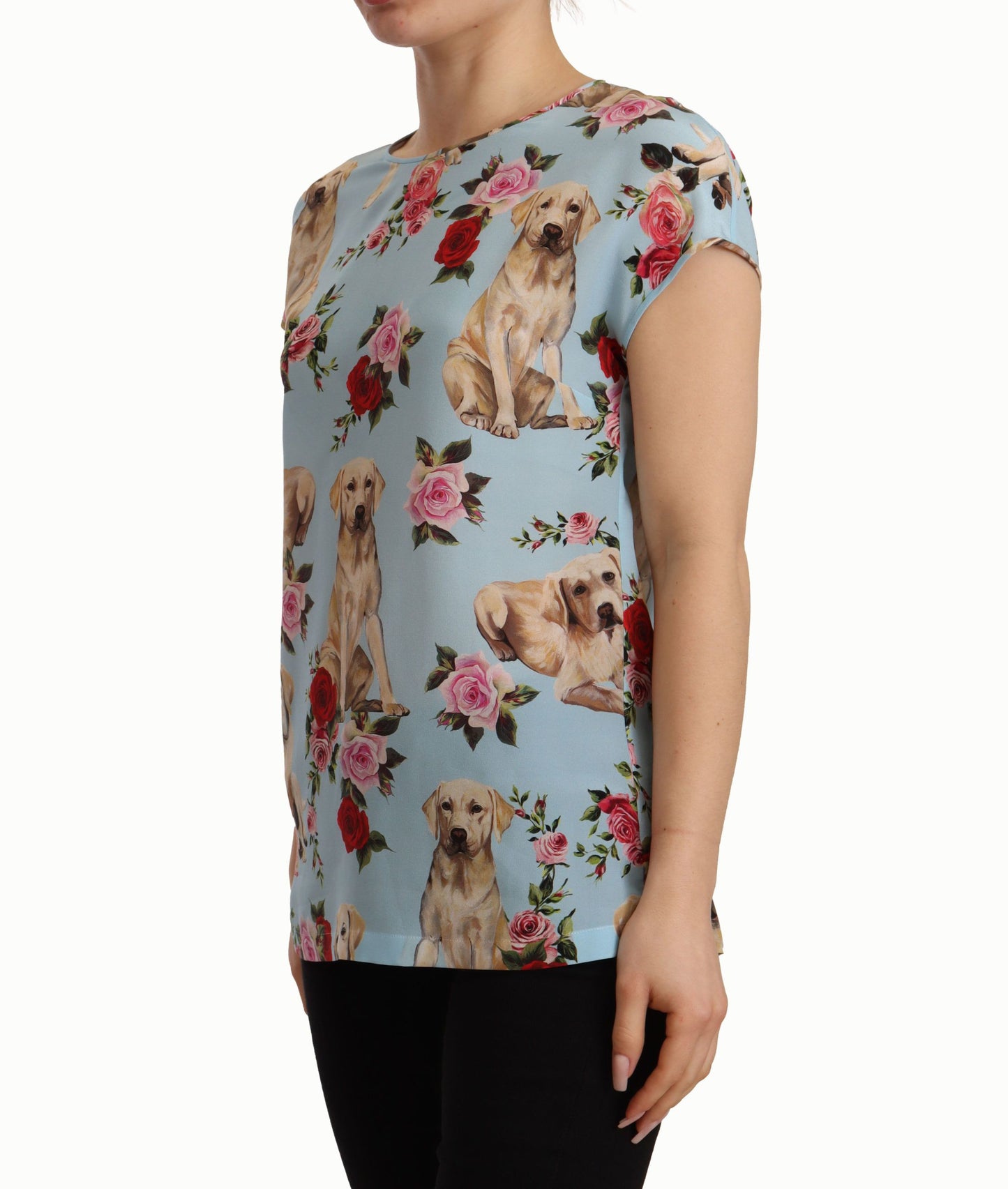 Floral Canine Elegance Silk Blouse