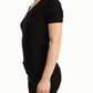 Elegant Black Cotton Short Sleeve Top