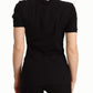 Elegant Black Cotton Short Sleeve Top