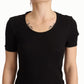 Elegant Black Cotton Short Sleeve Top