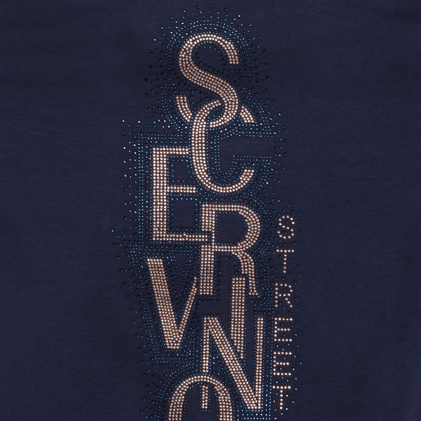 Elegant Blue Hooded Cotton Sweatshirt with Strass Logo