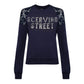 Blue Cotton Women Sweater