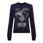 Blue Strass Logo Cotton Sweatshirt