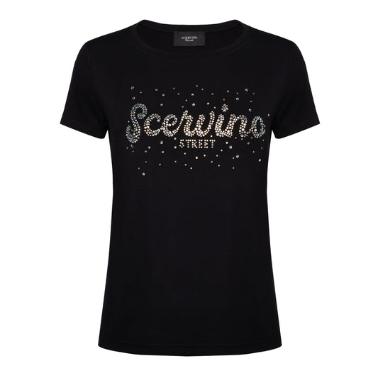 Black Cotton Women T-Shirt