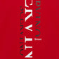 Elegant Red Cotton Tee with Vertical Logo