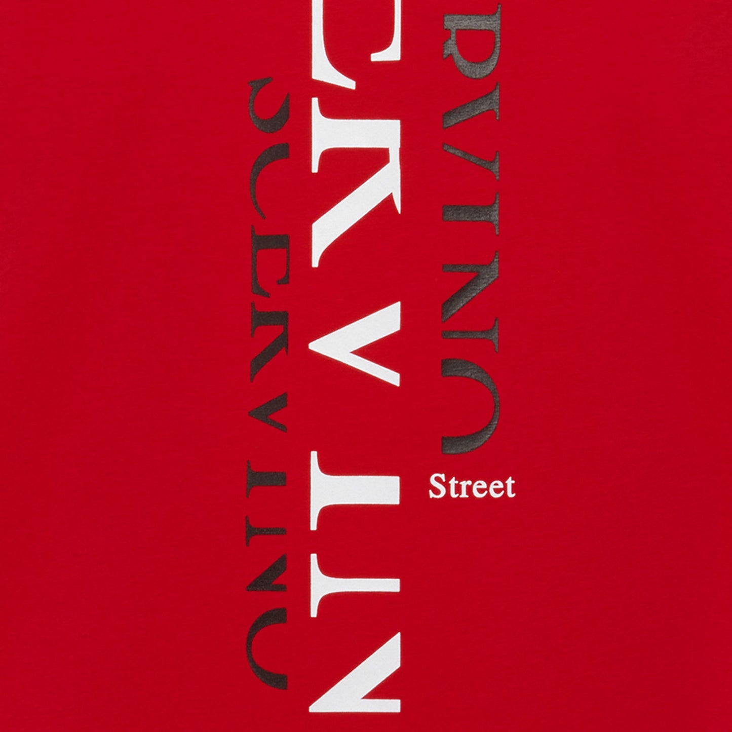 Elegant Red Cotton Tee with Vertical Logo