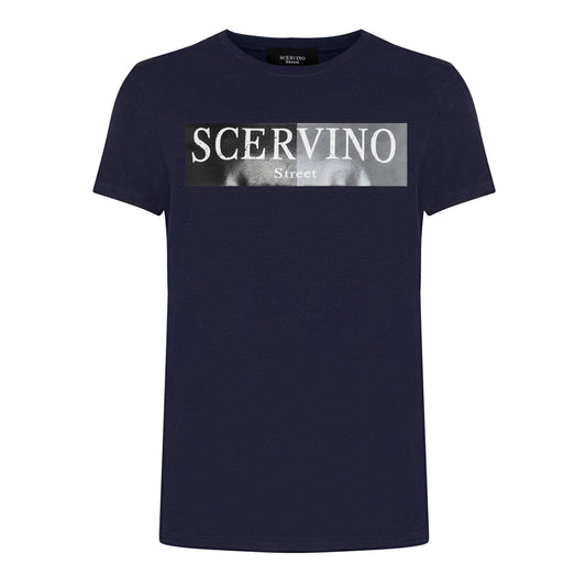 Blue Cotton Men T-Shirt