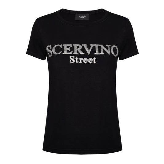 Black Cotton Women T-Shirt