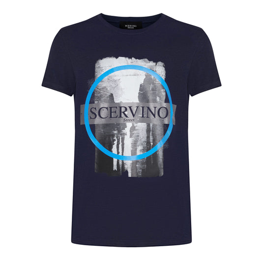 Blue Cotton Men T-Shirt