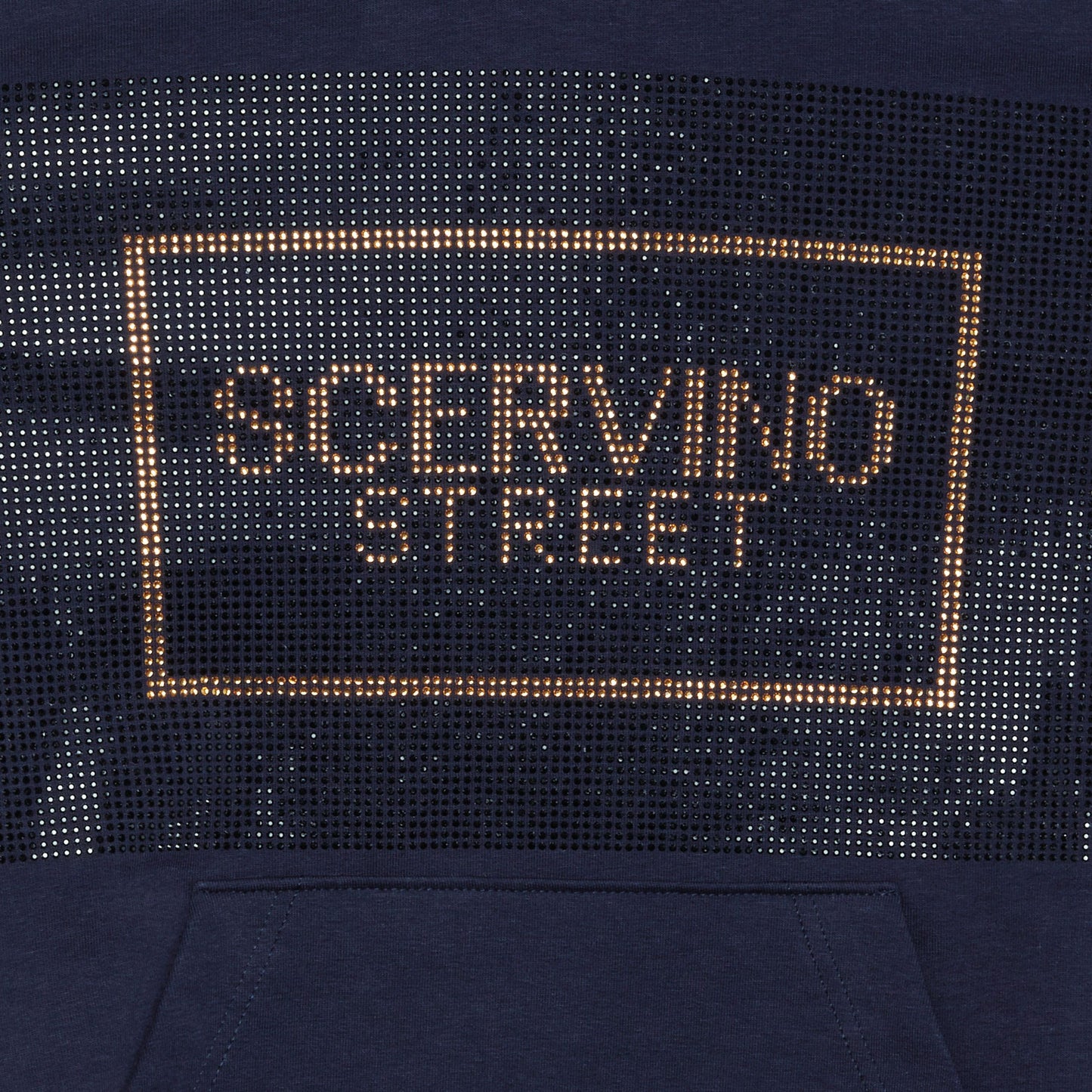 Elegant Blue Hooded Sweatshirt with Strass Logo