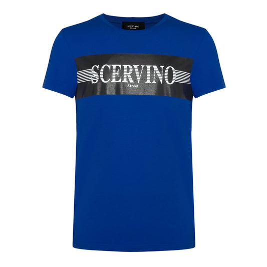 Blue Cotton Men T-Shirt